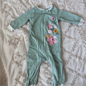 Floral Green Kids One Piece